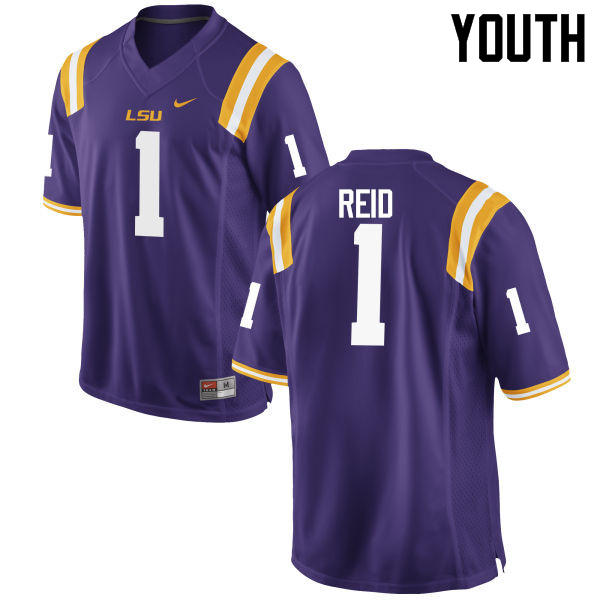 Youth LSU Tigers #1 Eric Reid College Football Jerseys Game-Purple